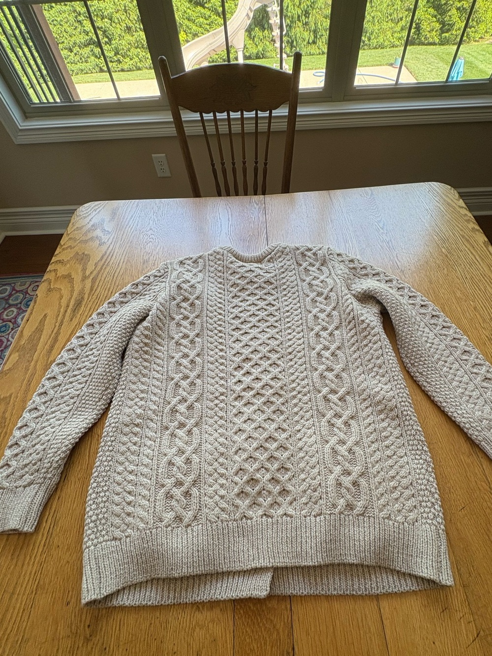 Aran Crafts Cream Irish Wool Cardigan Unisex Size L Men’s Women’s Pockets - Picture 2 of 5